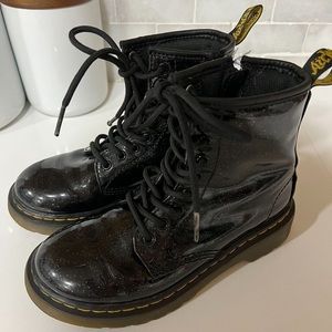 Dr. Martens Black Glitter Kids Boots